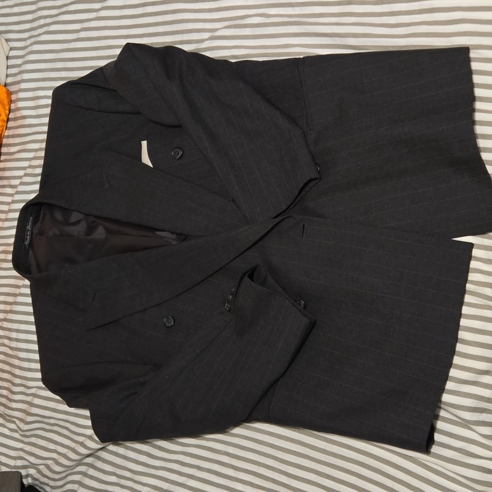 Pierre‎ Balmain Charcoal Pinstripe Blazer Sports Coat Jacket Size L